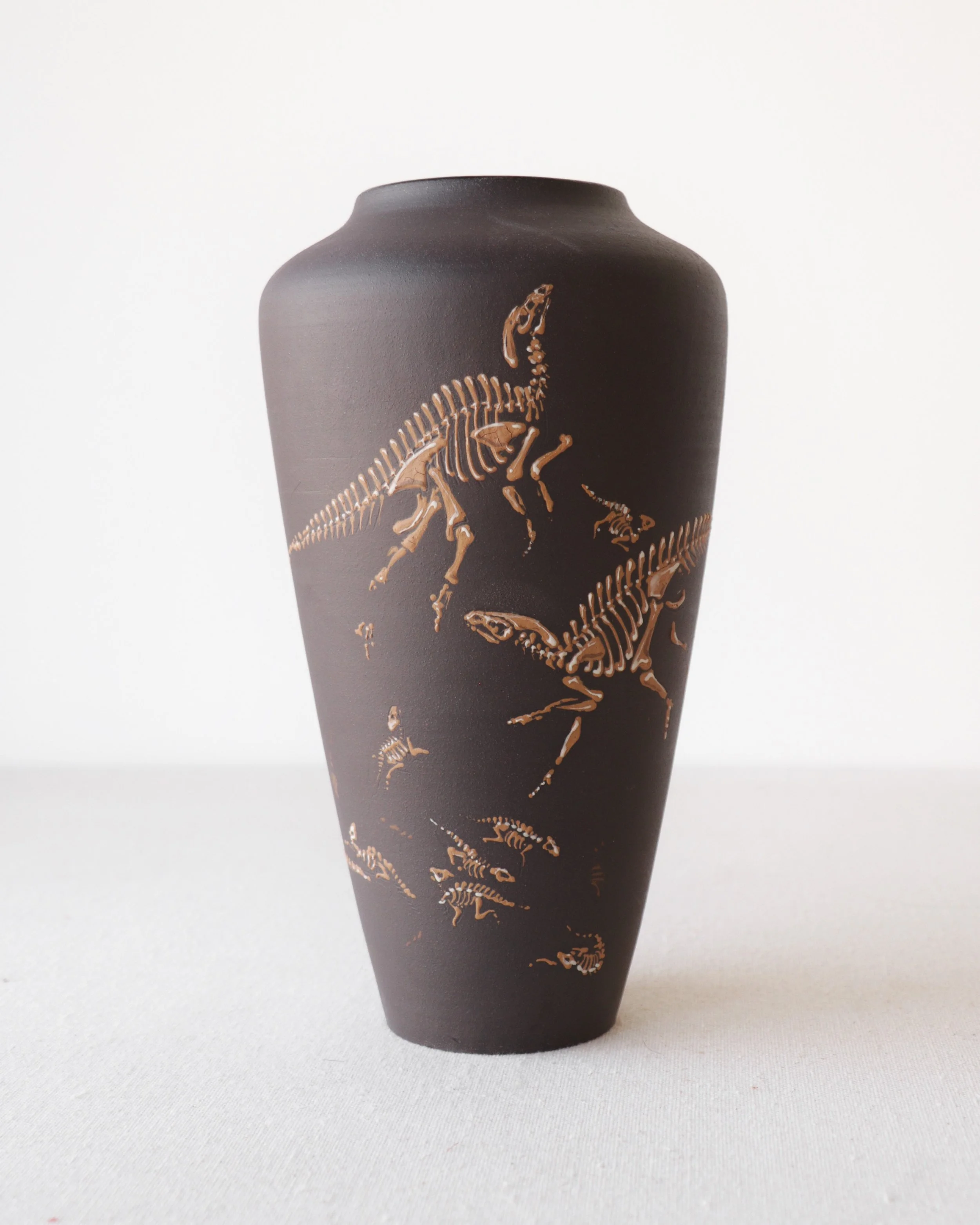 Large Nesting Parasaurolophus Herd Vase