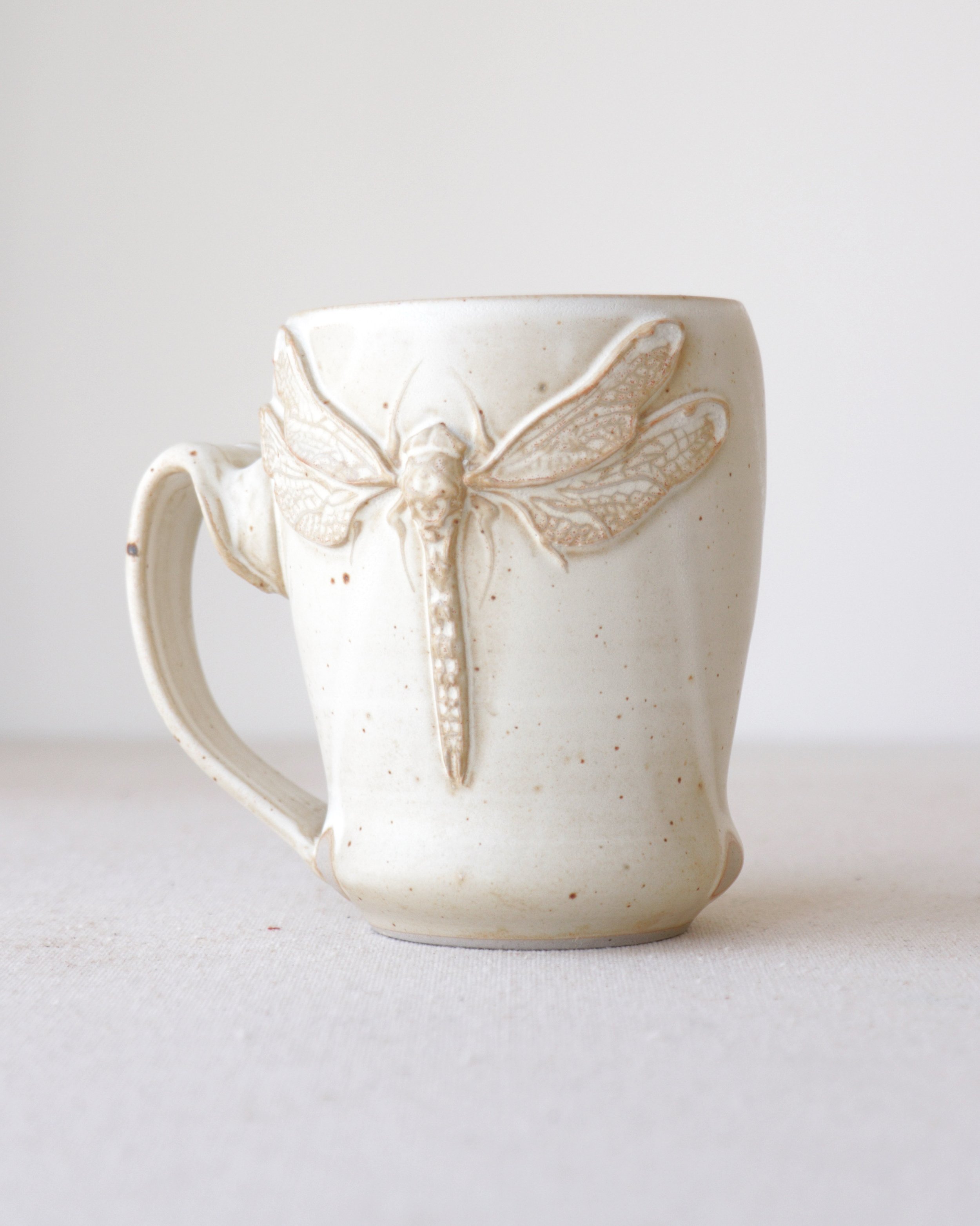 Satin White Dragonfly Mug