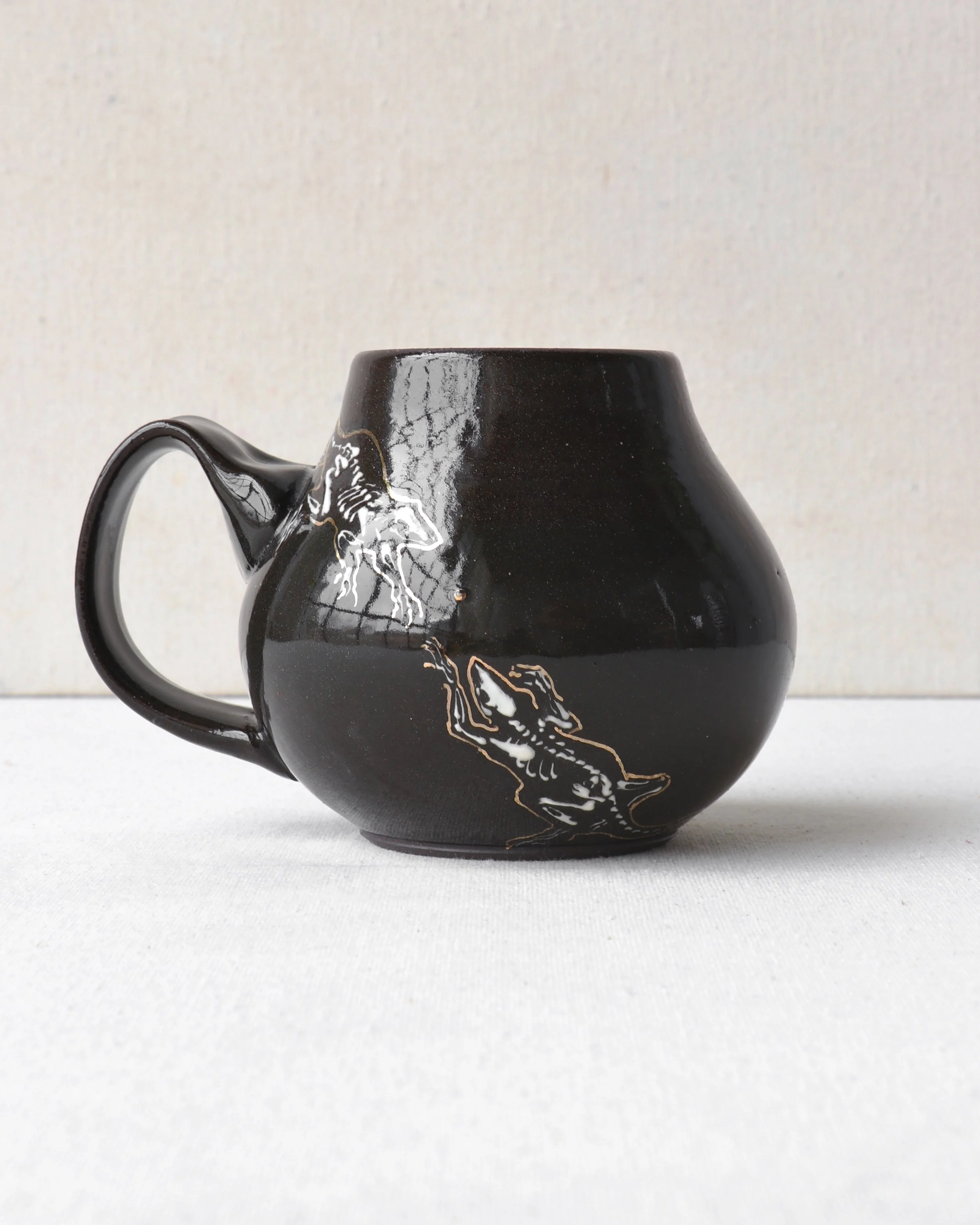 Rat Skeletons Belly Mug with Gold Accent