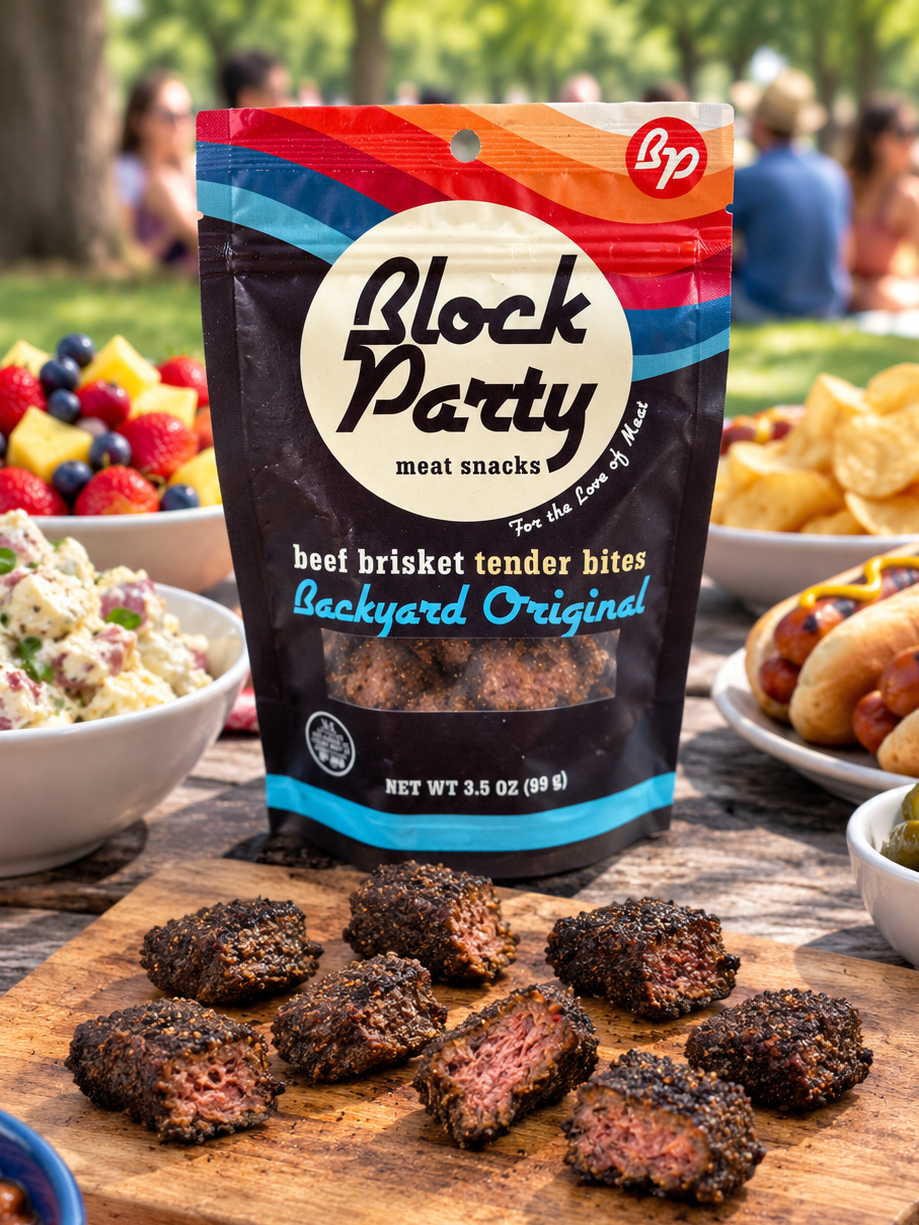 Funky Retro Cool Colorful Meat Snack Packaging Original Flavor Beef Brisket Tender Bites