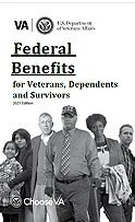 Cover page of a brochure titled 'Federal Benefits for Veterans, Dependents and Survivors' by the U.S. Department of Veterans Affairs, featuring a group of veterans and dependents standing together outdoors.