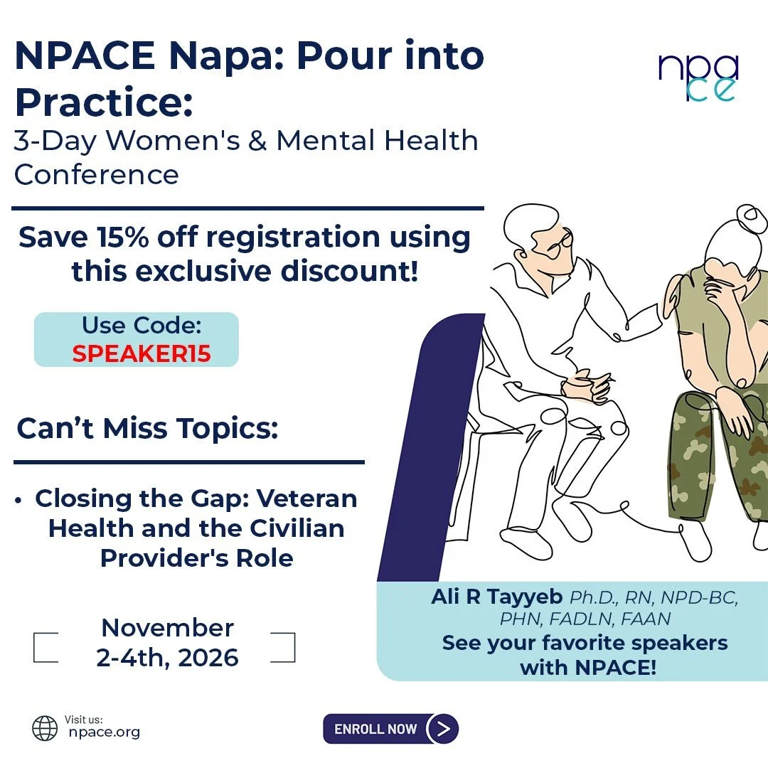 Join me this November in Napa, CA with @npace_1980 discussing Veterans Health with NP&rsquo;s from across the state and nation! 
Use Discount code SPEAKER15