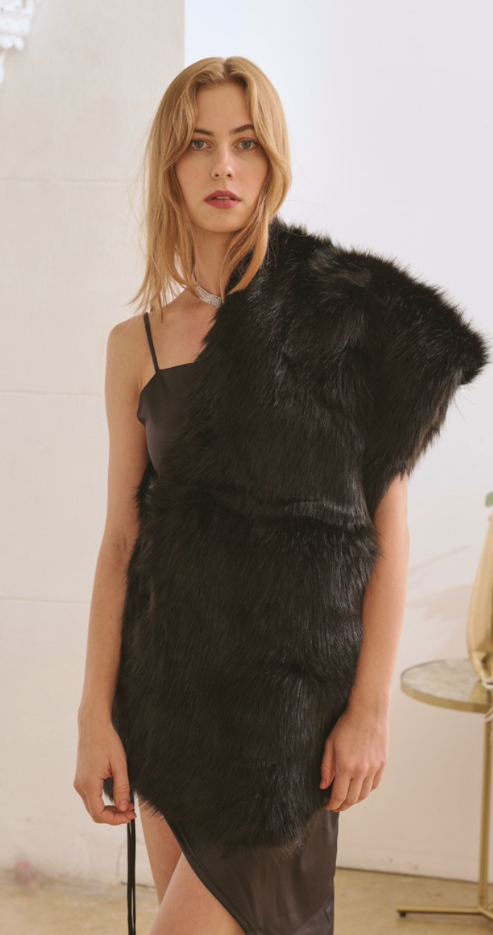 faux fur evening wrap  Dale Michele