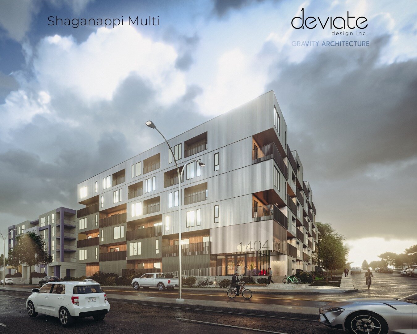 DEVELOPMENT PERMIT APPROVED! 
Deviate has been working with @gravityarchitecture to bring their vision for this 6-storey building to life. The transit-oriented apartment is steps away from the LRT, allowing 99 families to have quick car-free access t