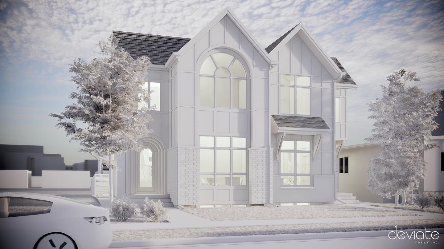 DP APPROVED! This semi-detached infill with basement secondary suites will bring its modern-farmhouse stylings to North Glenmore Park soon! 

We designed each side to have distinct detailing to ensure the dwellings are unique but complementary. On th