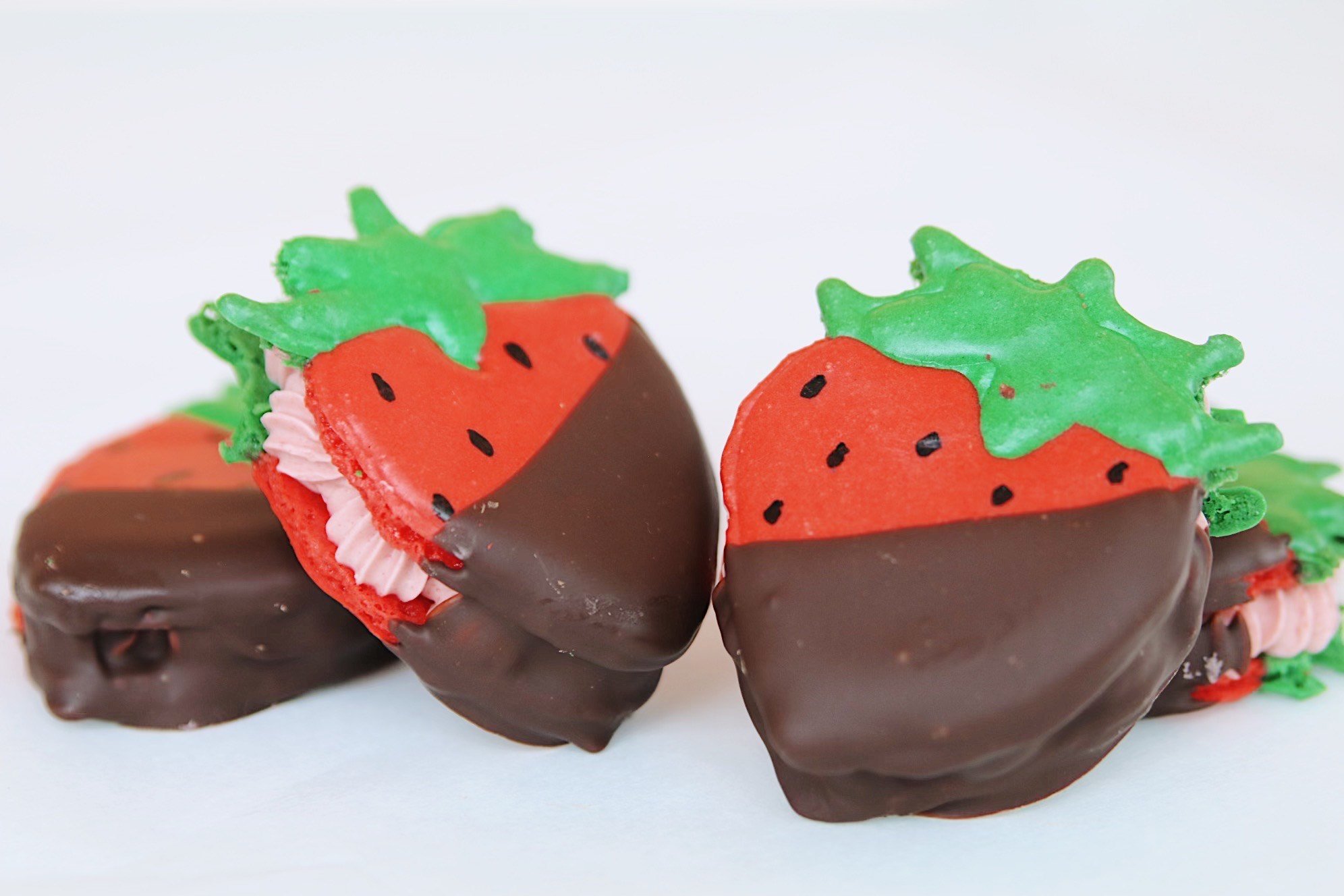 Chocolate Dipped Stuffed Strawberry Shapes