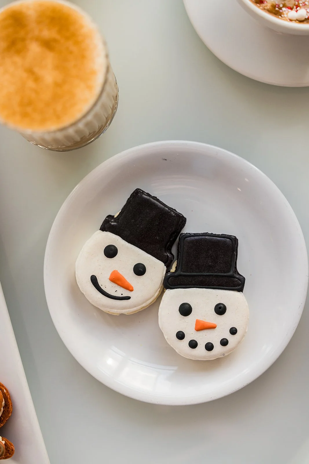 French Macarons Snowman Holiday Shape