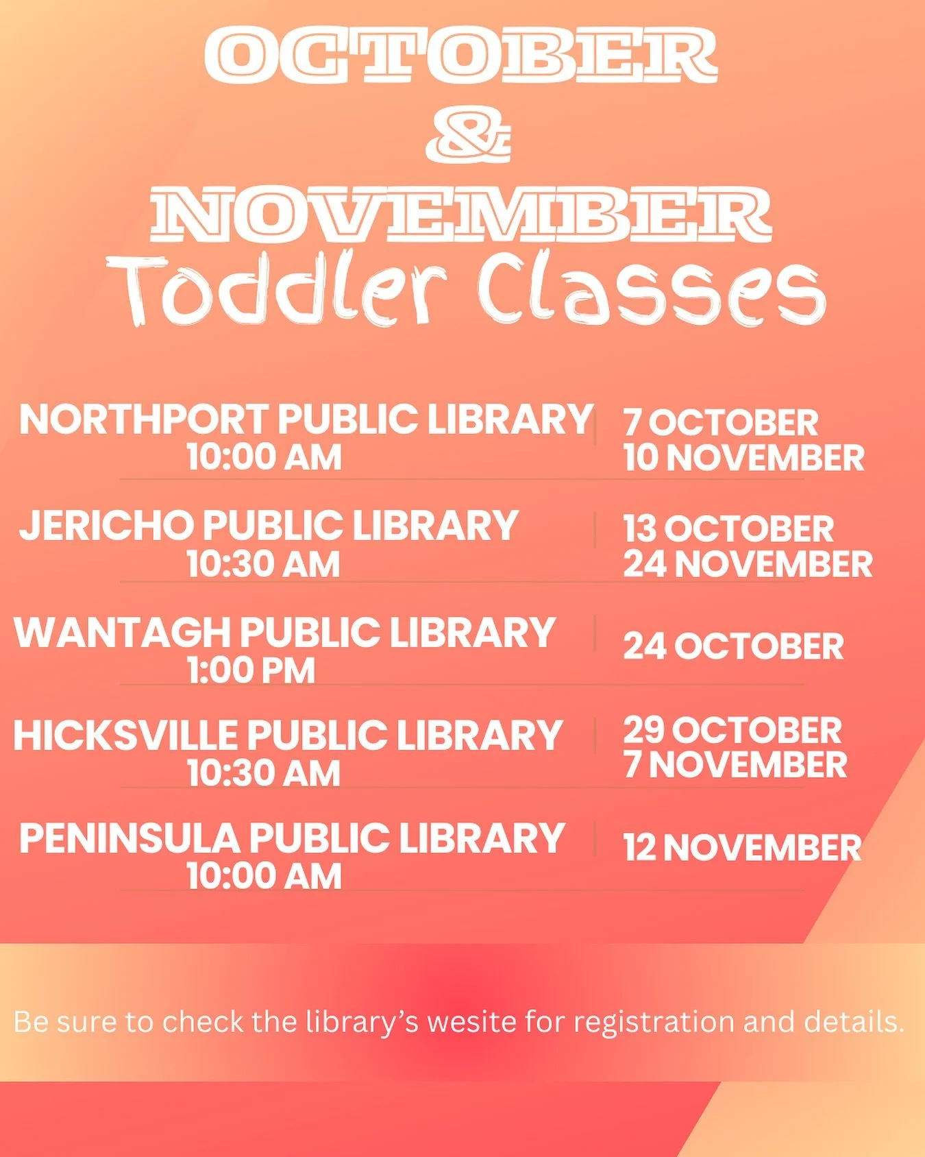 Come join us for on-the-floor play with your little one!

Exploratory and guided skill-building 🧠💪play for children 18-36 months. Come for the experience, leave with reproducible ideas to use in the home 🙌

Be sure to visit the library&rsquo;s web