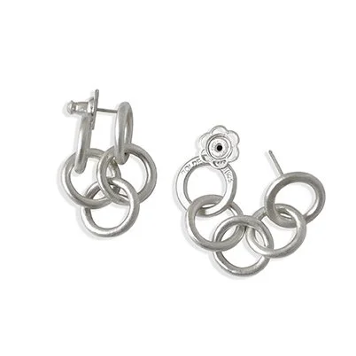small sterling silver satin finish interlocking chain link earrings move when you move handmade