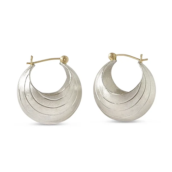 E447 Pearl Engraved Cut Out Bauble Hoop Earrings