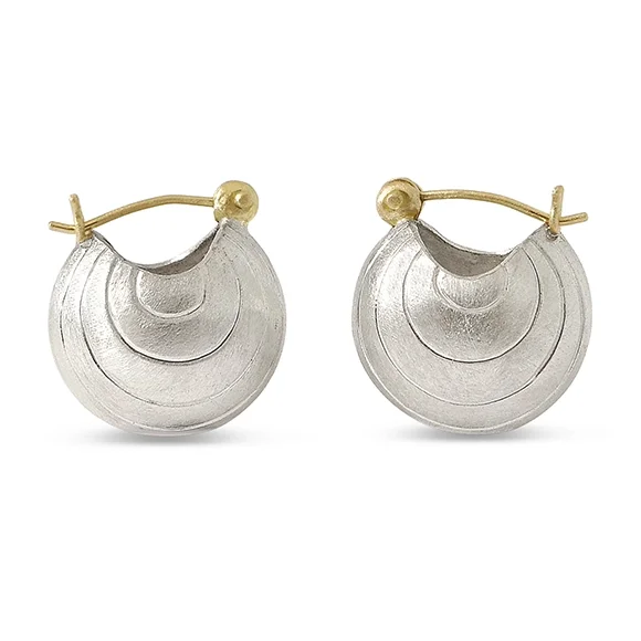 E436 Engraved Pearl Mini Baubles in Sterling Silver with 14K yellow gold ear wire