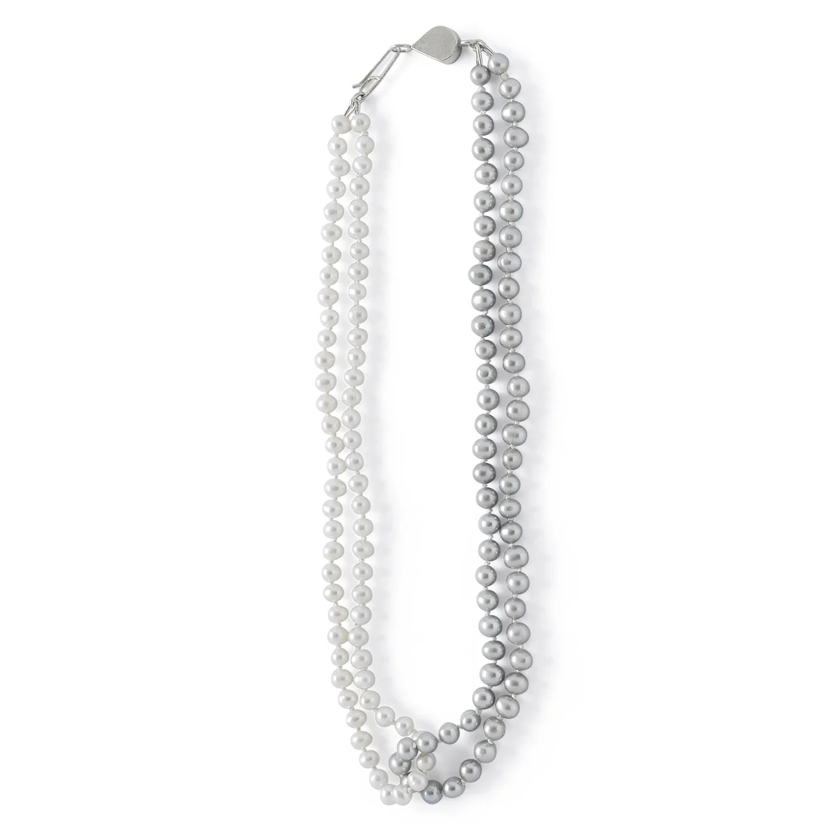 N256 Peter Pan Double Pearly Chain with Silver and White Freshwater Pearls