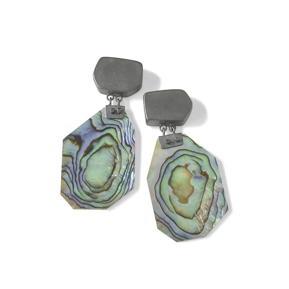 E518 Oxi Abalone Chunk Drop Earrings