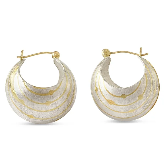 E448 Pearl Engraved Cut Out Baubles with 18K inlay and 14K yellow gold ear wire