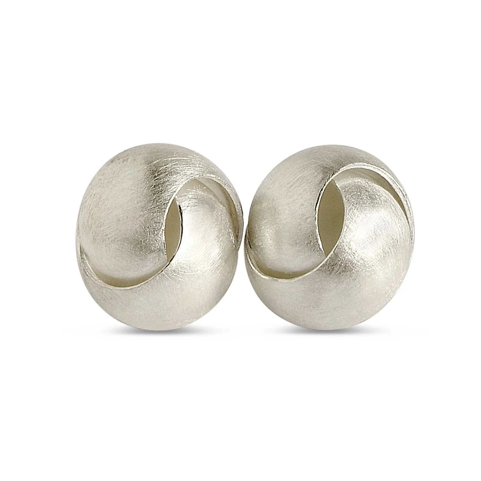 E509 Mini Bauble Swirl Earrings in Brushed Sterling Silver
