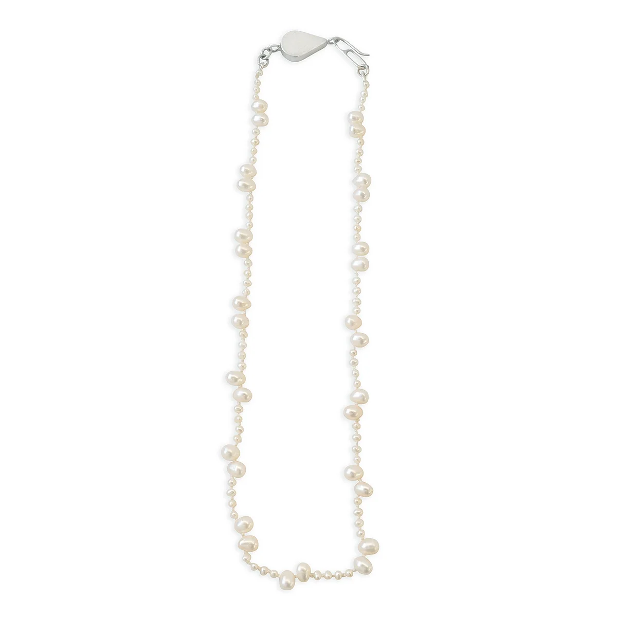 N204 Pearl Dot and Dash Necklace in White Freshwater Pearl