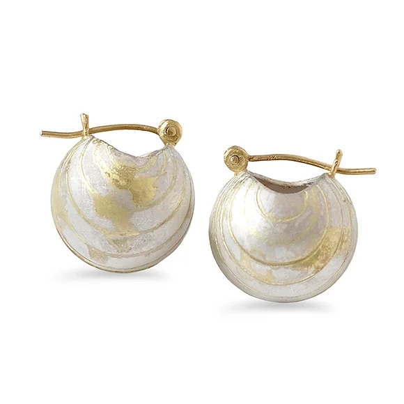 E437 Engraved Pearl Mini Baubles in Sterling Silver with 18K inlay