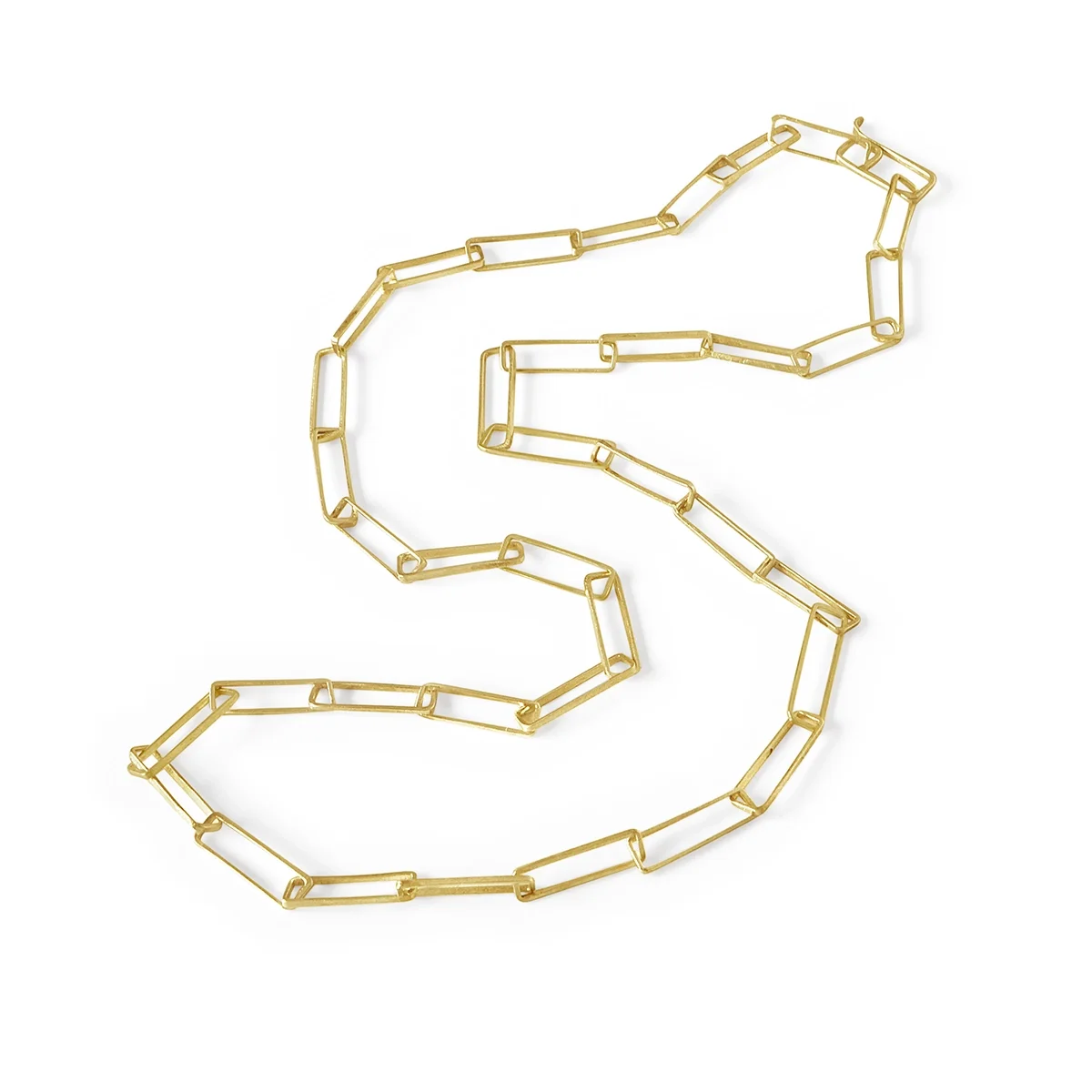 long 14k yellow gold paperclip chain necklace