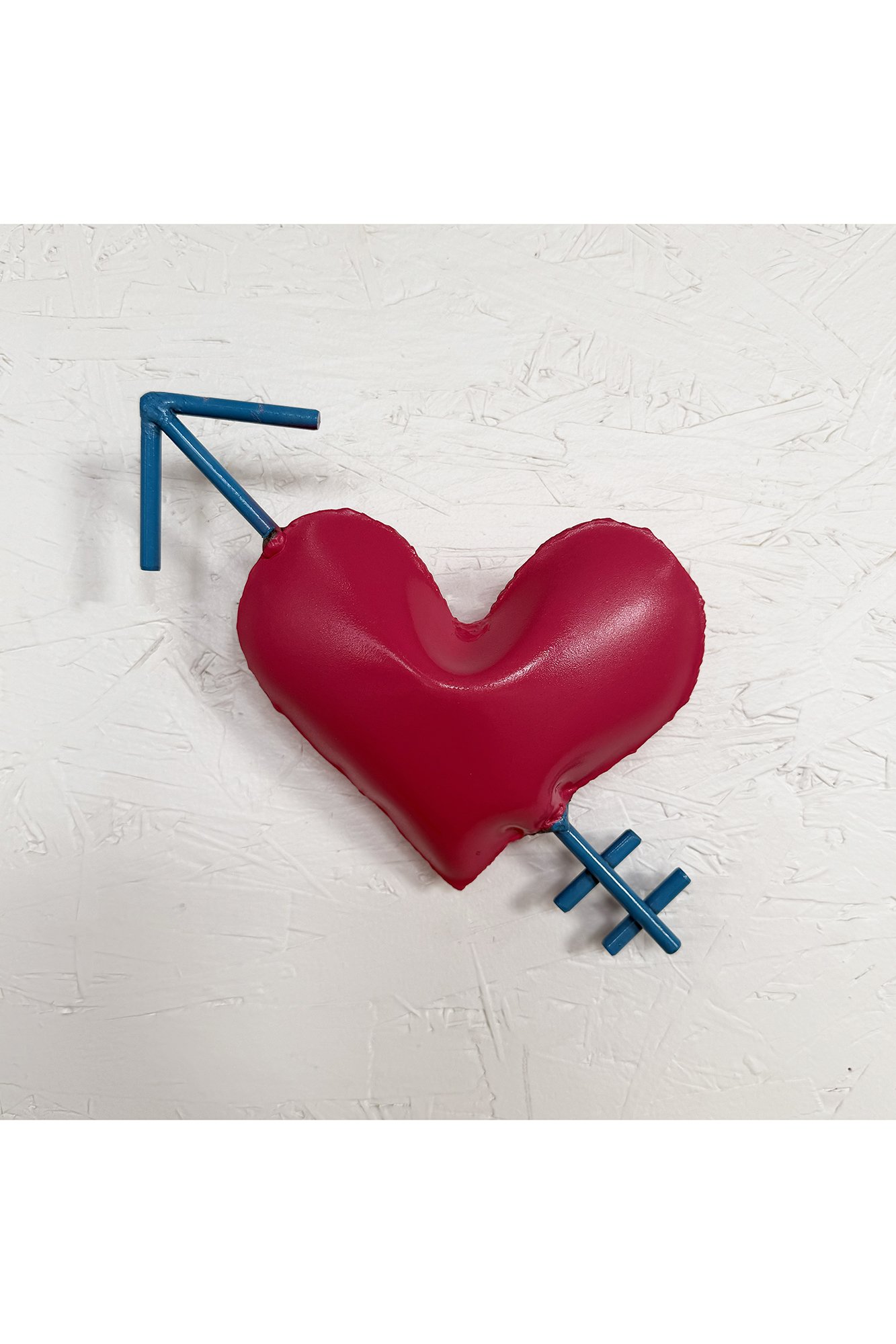 SC017 Small Love Blue Pink Steel Heart Sculpture