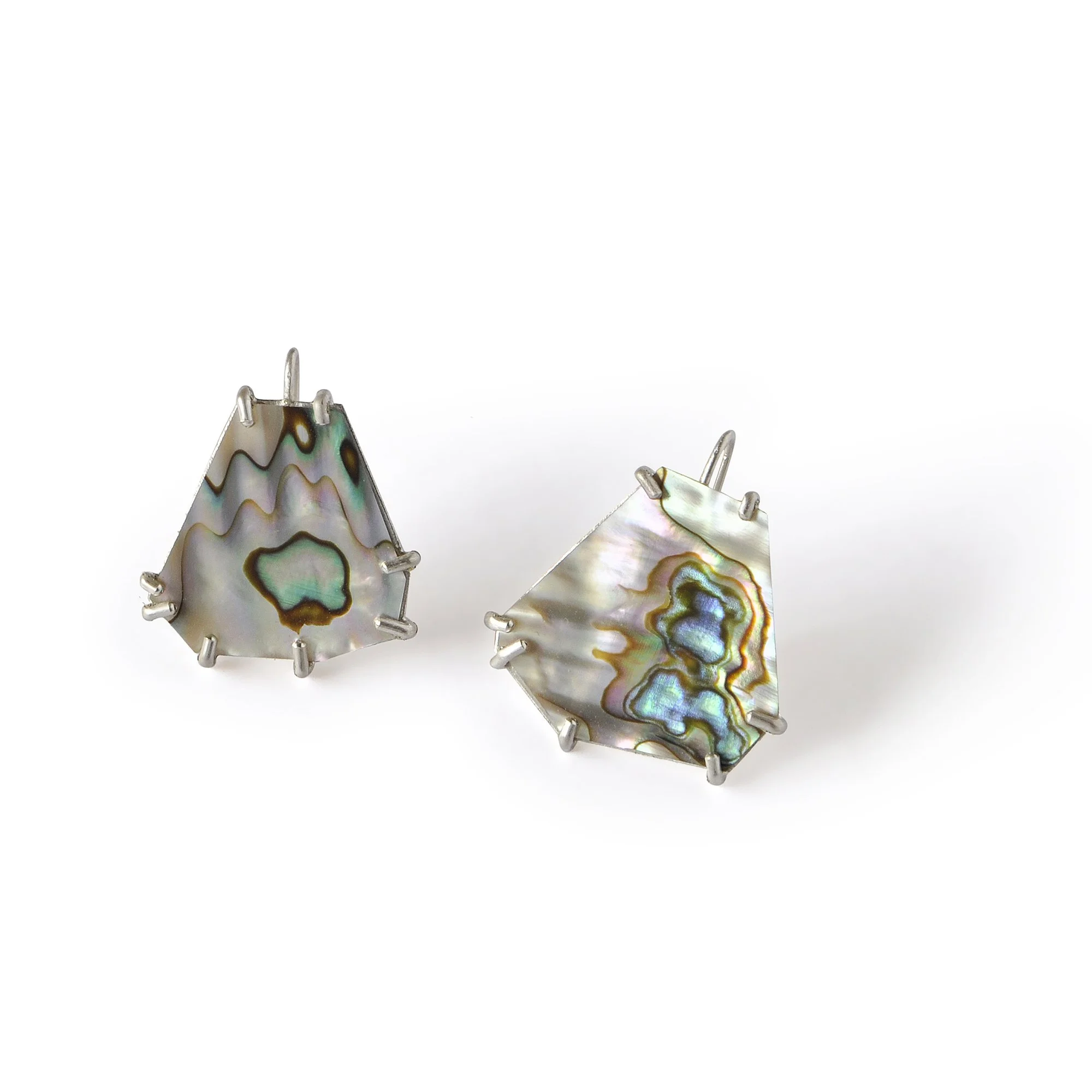 E563 Small Hook Drop Earrings in Iridescent MX Green Abalone