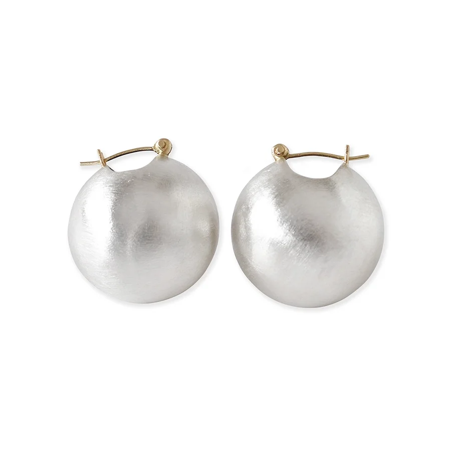 E438 Sterling Silver Pearl Bauble Earrings with 14k yellow gold ear wires