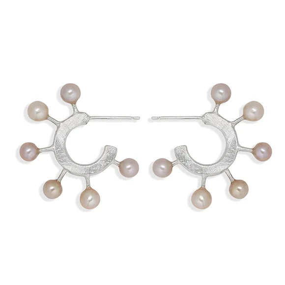 E367 Pearly Hoop Mini with Pink Freshwater Pearl