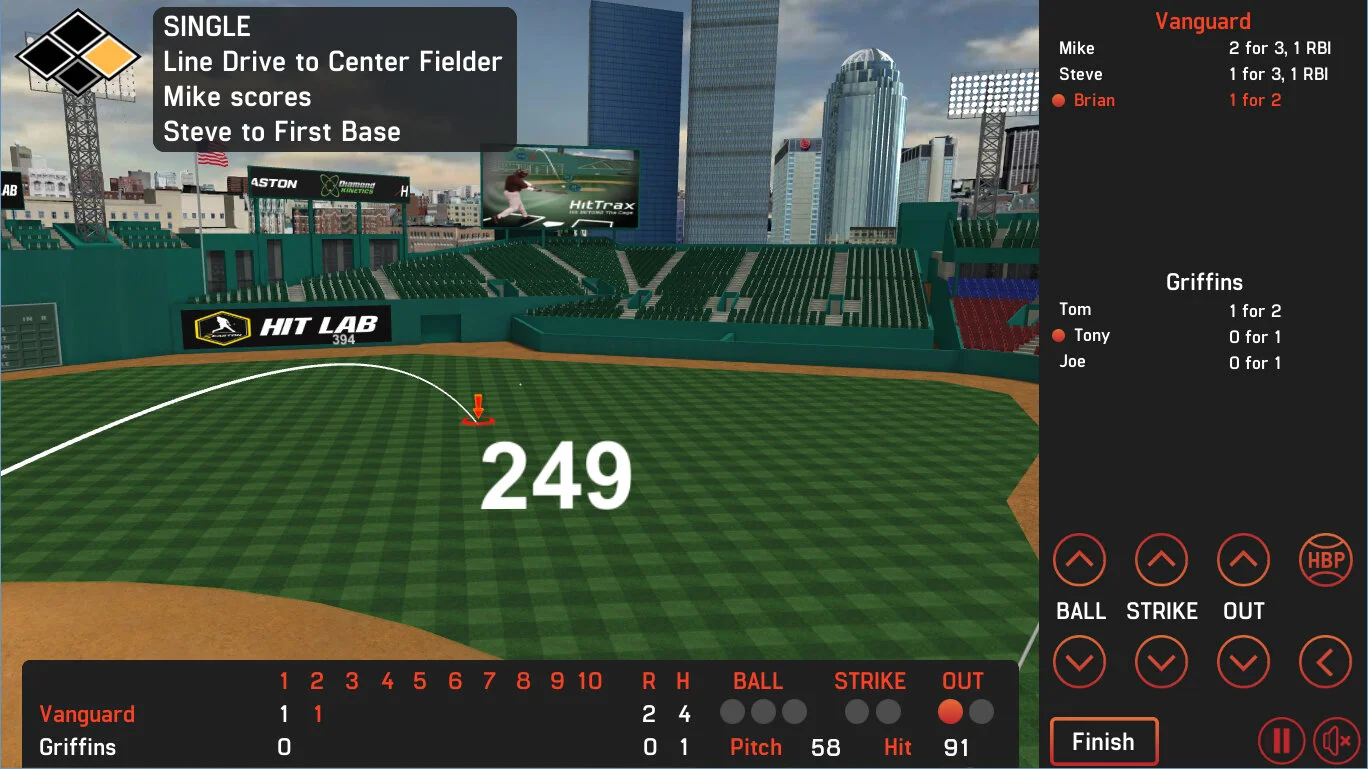 HitTrax Simulated Game