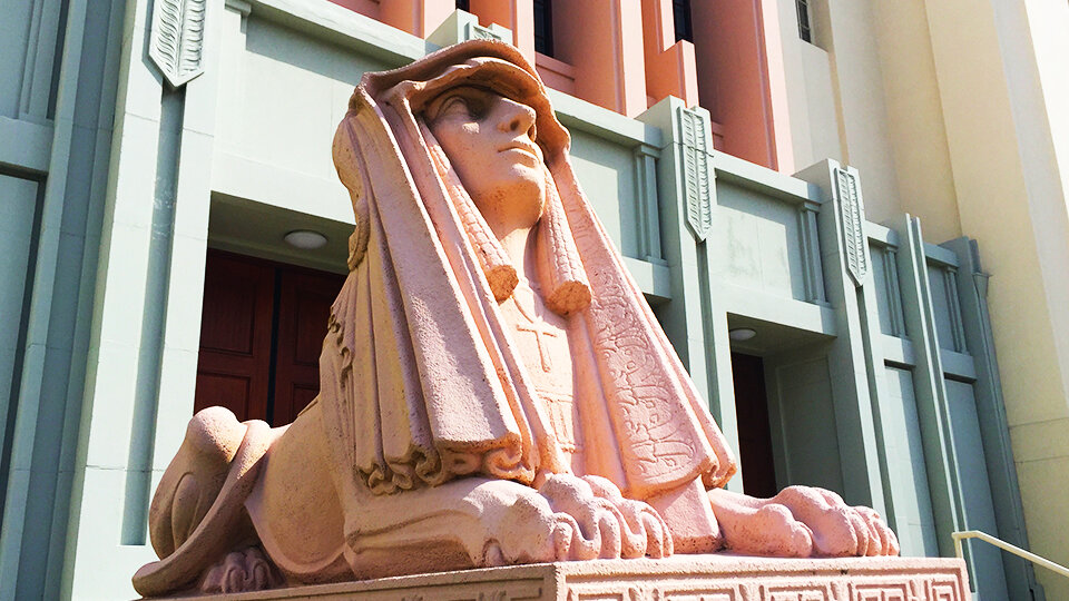 Scottish Rite Cathedral in Pasadena (1925), designed by architects Joseph J. Blick &amp; W.C. Crowell. / photo: Margot Gerber