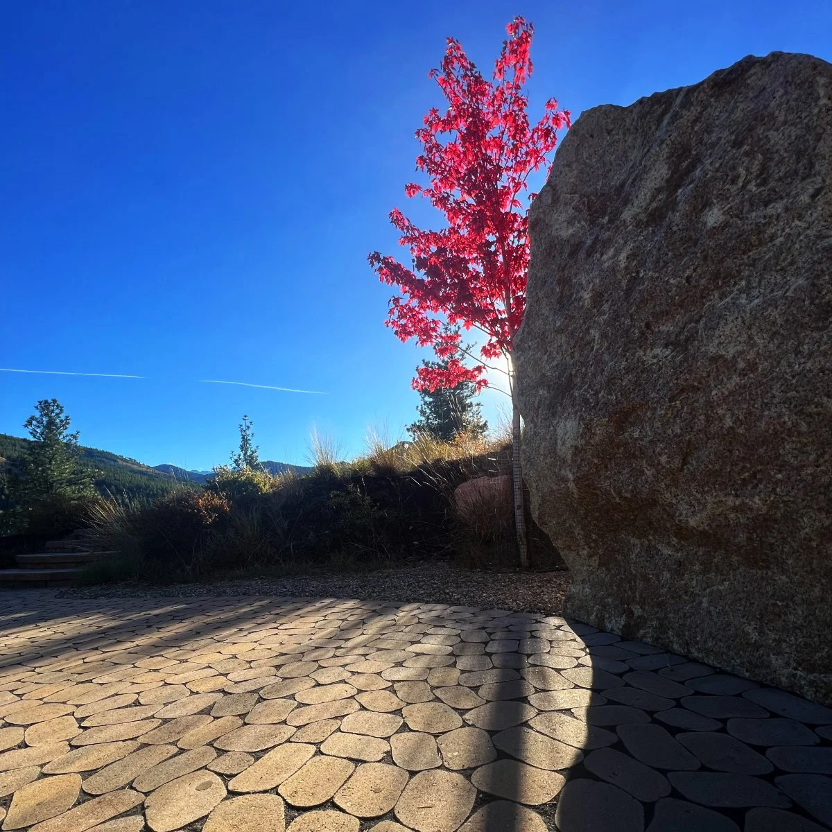 Patio with Large Accent Boulder