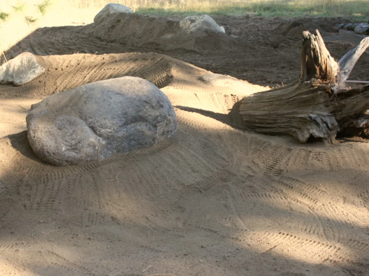 Berm with Natural Boulders and Wood