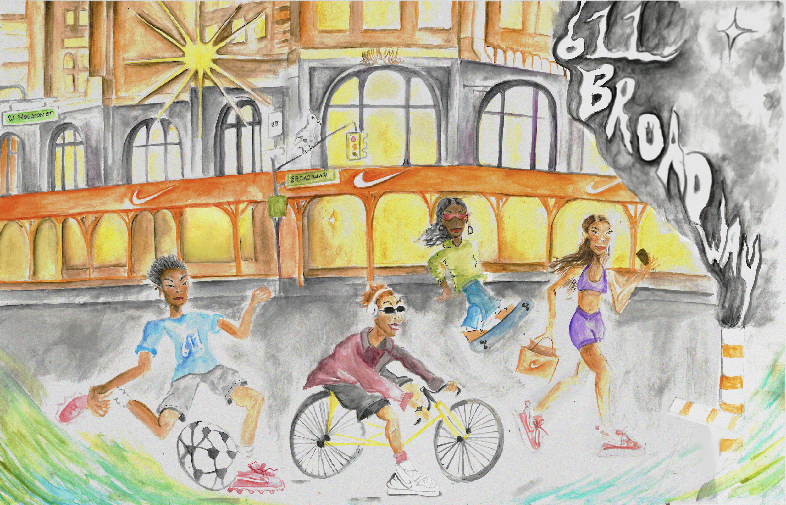  NIKE SOHO Store Opening Comission    12 x 24 Watercolor on Paper   
2026 Comission for Nike