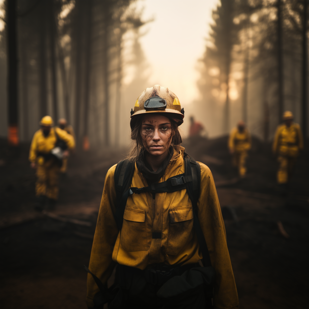 FellowFox_exhausted_young_female_firefighter_looking_directly_a_7cba34bf-6855-4350-8390-b9af34a3f702.png