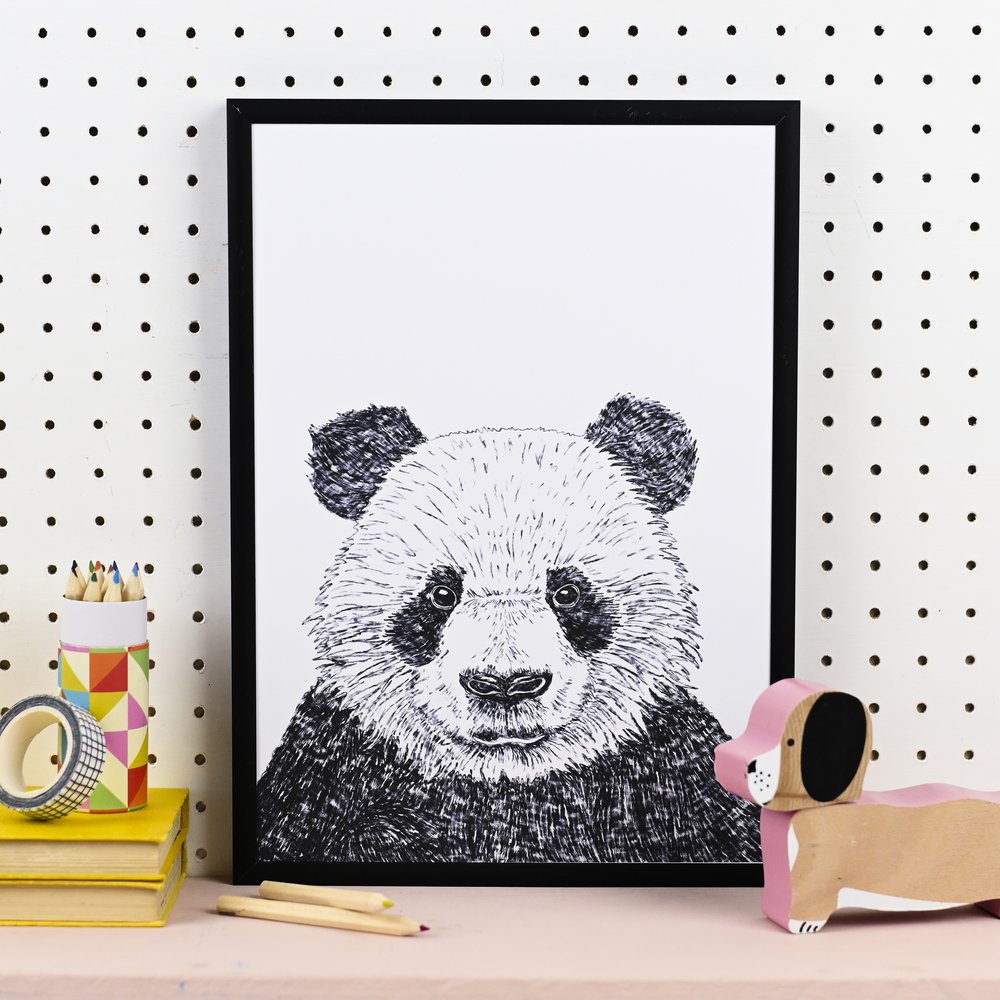 Arbejdskraft Gør livet Forladt Illustrated Panda Art Print — Daphne Rosa