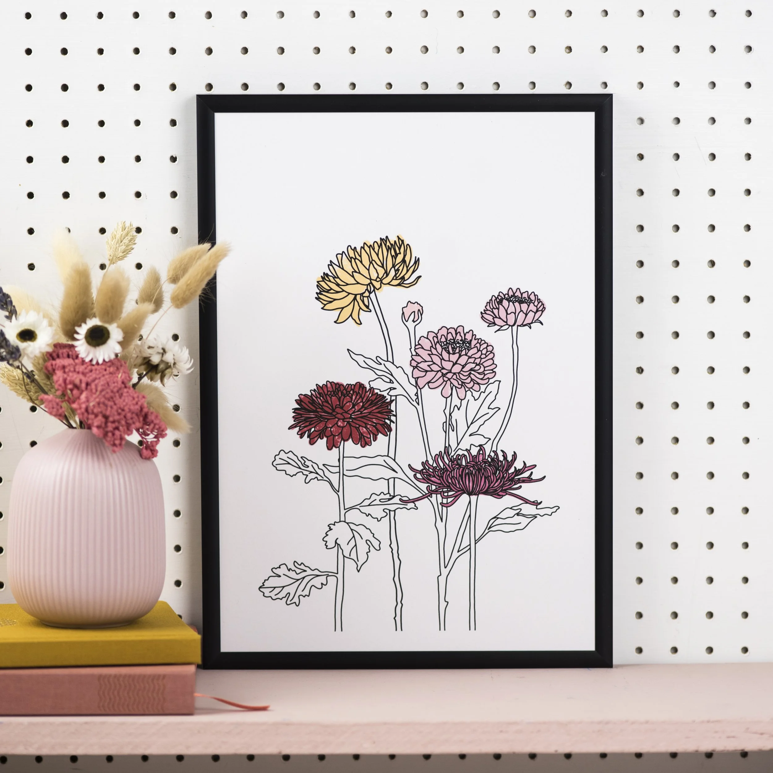 November Birth Flower A4 Print -Chrysanthemum