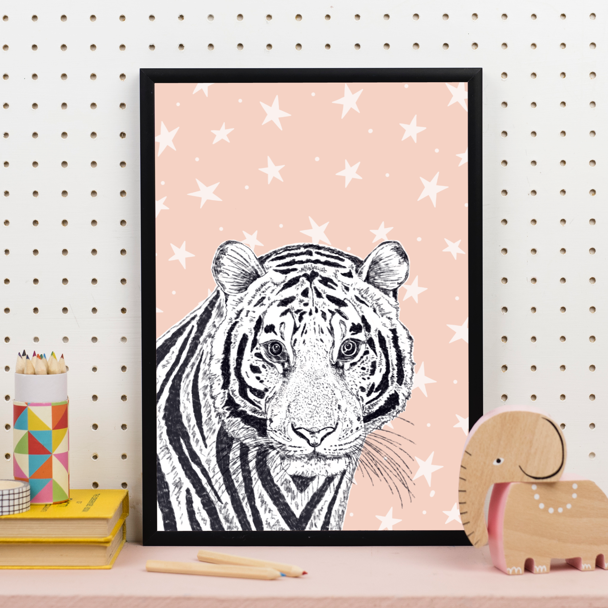 Tiger A4 Print - Stars Pattern