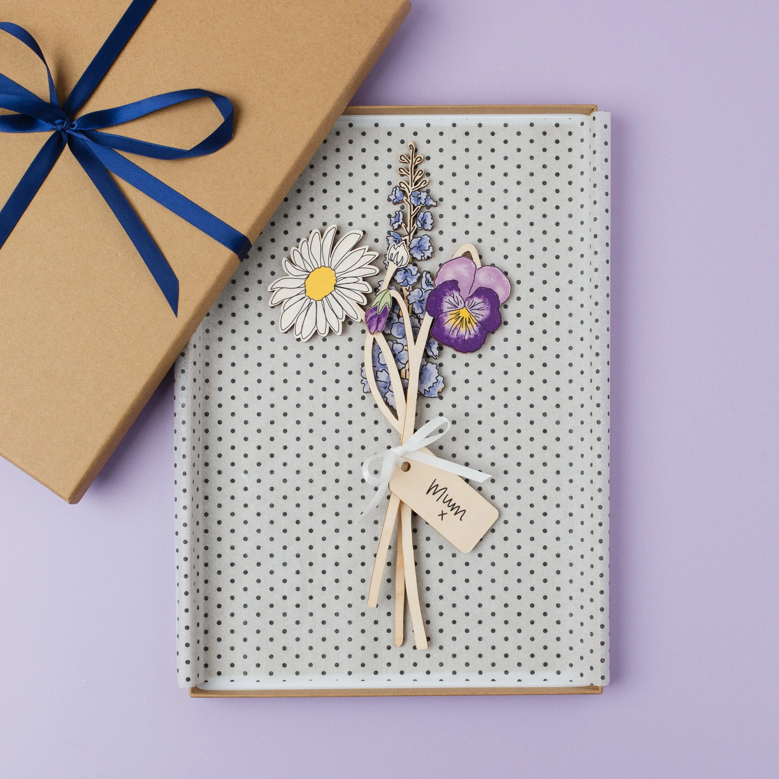 Wooden Birth Flower Mother's Day Gift In Gift Box