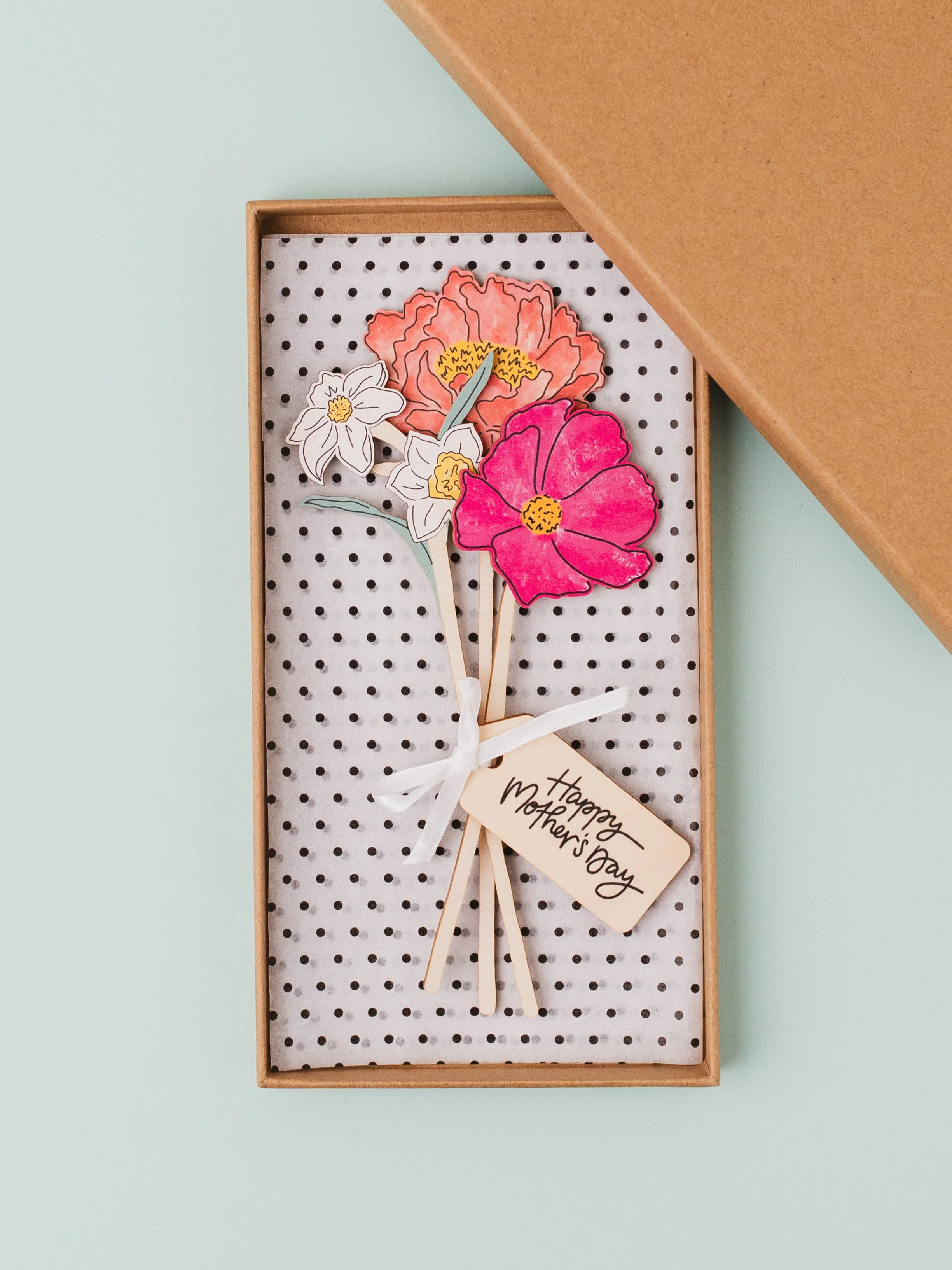 Wooden Birth Flower Mother's Day Gift In Gift Box