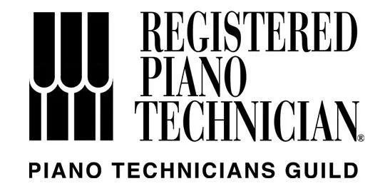 Registered Piano technician logo - this logo can only be displayed by those who have passed the rigorous testing set out by the Piano Technicians Guild.