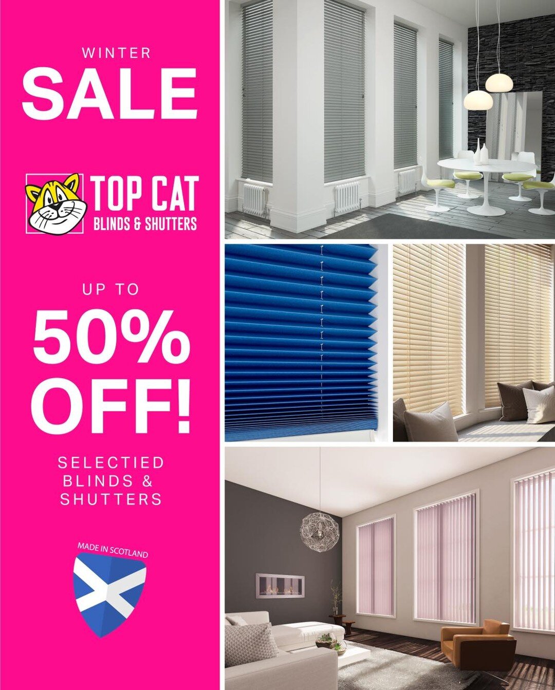 🏴󠁧󠁢󠁳󠁣󠁴󠁿 Scotland&rsquo;s Premier Blinds &amp; Shutters
🔥 LAST CHANCE TO SAVE! - UP TO 50% OFF!
✅ FREE Measurement, Quote &amp; Fitting
📝 Call or message for an appointment now!
☎️ 0141 212 6966 | www.topcatblinds.co.uk