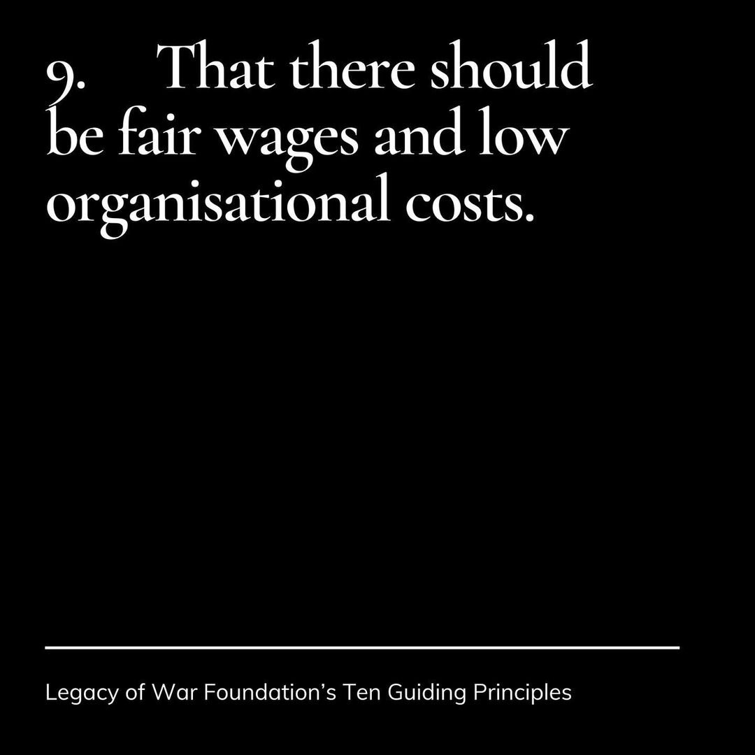  9. That there should be fair wages and low organisational costs. 