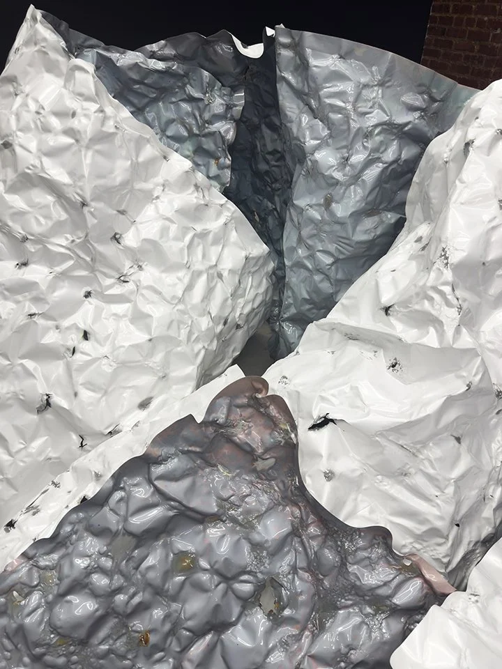 Detail: foldtogram (chromo white/blue, winter), iteration 1    I    light sensitive emulsion coated paper    I    40 ft x 50 inches/ dimensions variable    I     Chapter 8  arms ache avid aeon, Participant Inc., NYC