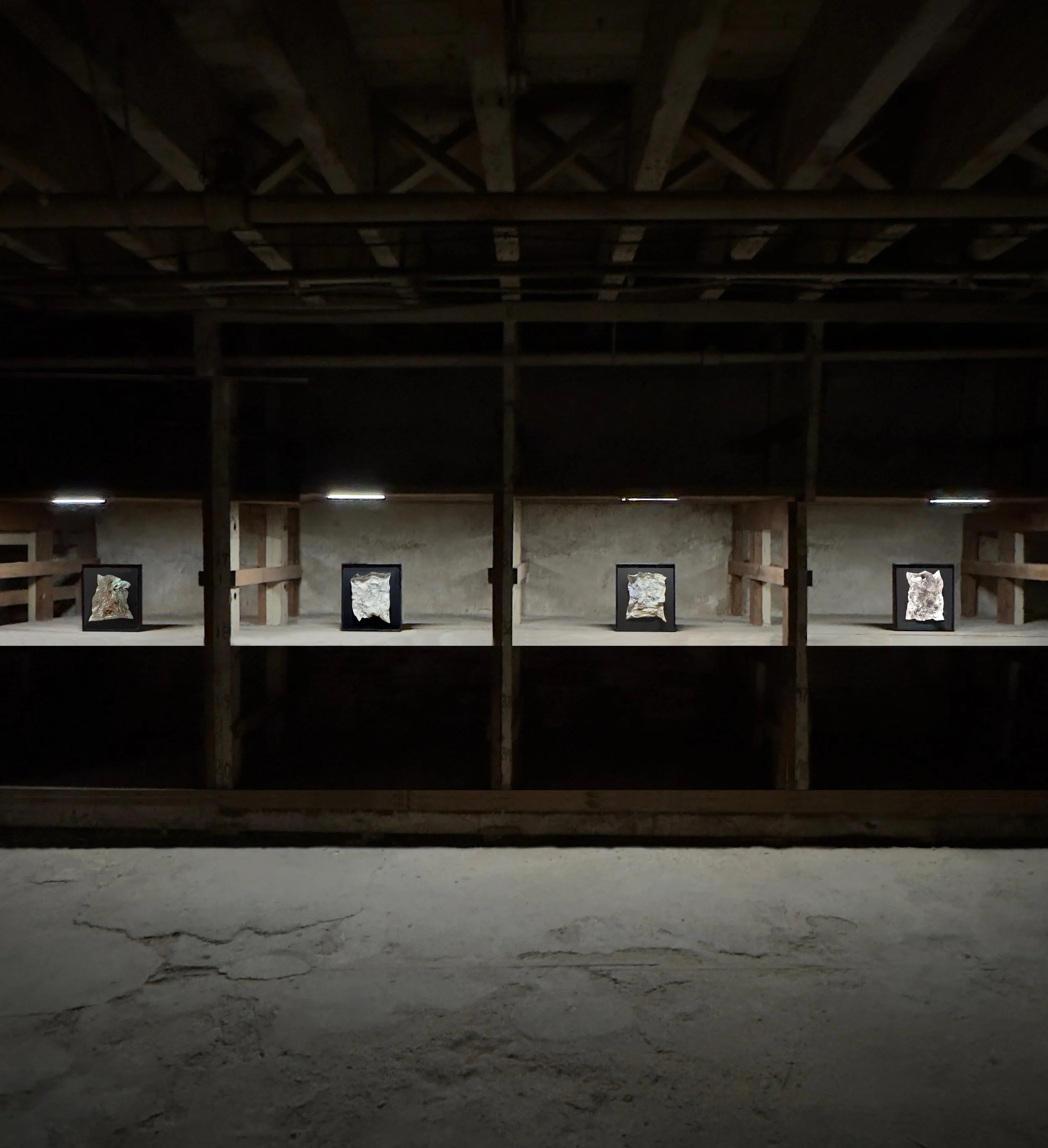 foldtograms installation view at lower cavity, Holyoke, MA 2025