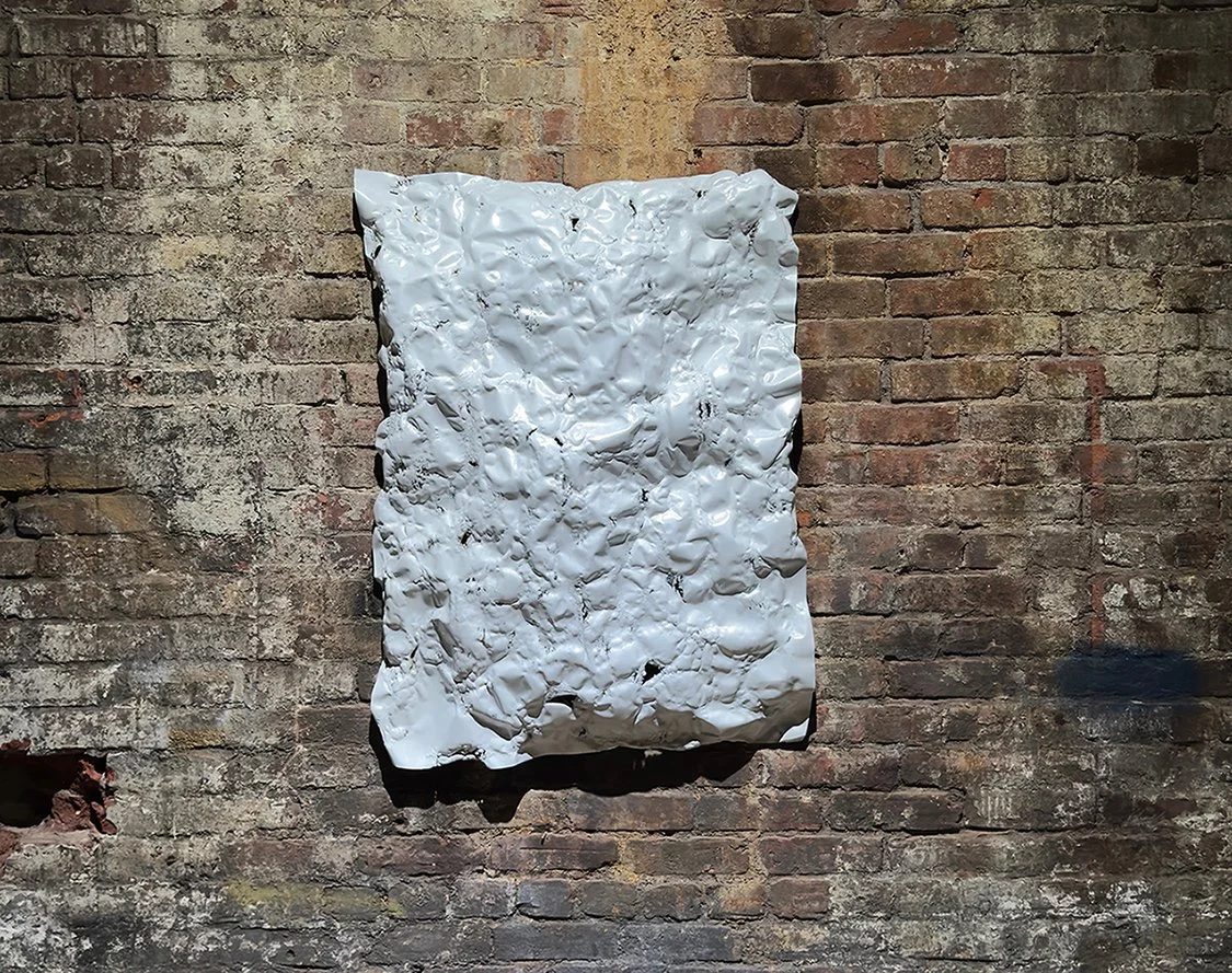 foldtogram (chrmo white   I   40 x 30)', 2025   I   light sensitive emulsion coated object   I   40 x 30 x 6 inches   I   Lower Cavity, Holyoke, MA