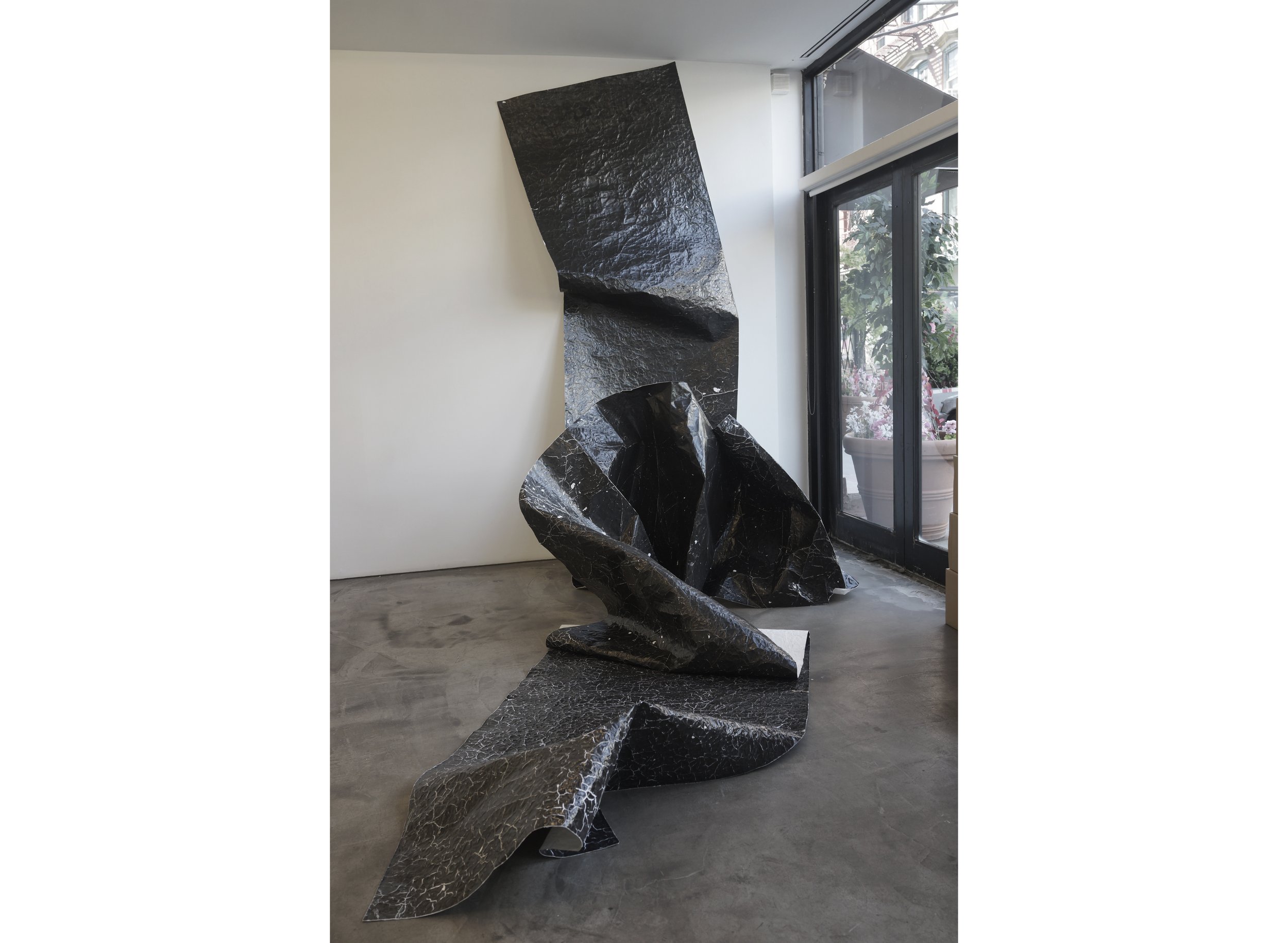 foldtogram (35'2.5' x 44"- August 2018, iteration 6)  I  2018 / 2019/ 2020 / 2021 / 2022 silver gelatin object  I  Installation view: "crack fold burn bright" at Tibor de Nagy, NYC