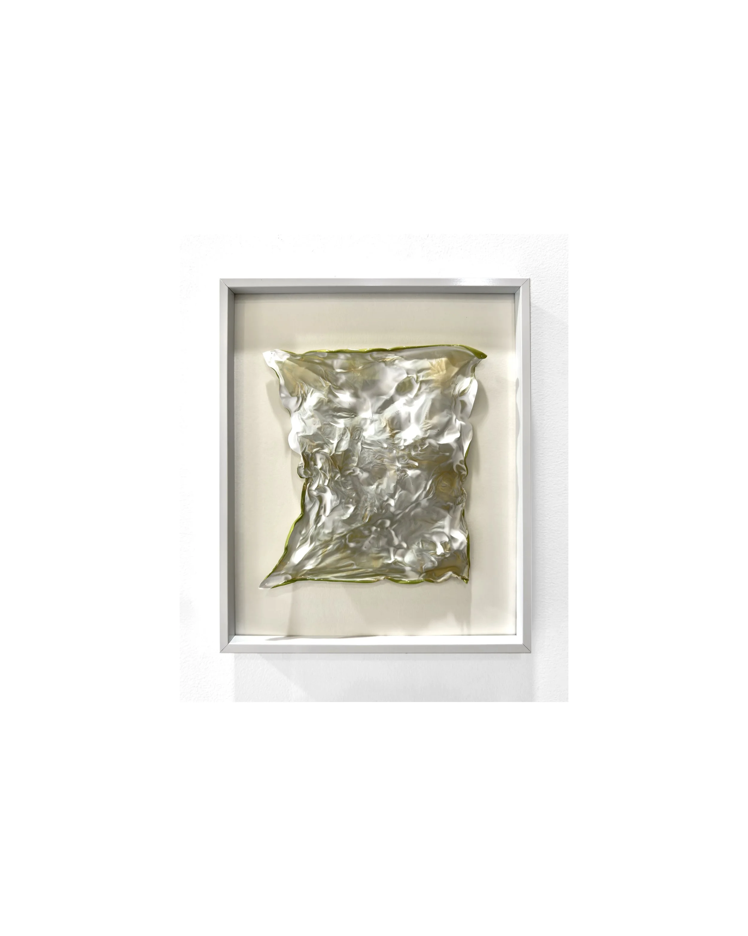foldtogram (chromo, grn 1)   I   2026   I   light sensitive emulsion coated object + metal frame   I   12 x 10 x 3 inches