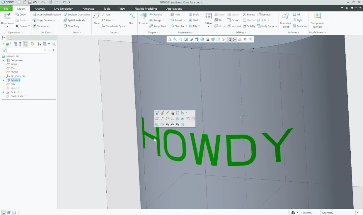 How to Apply Text to Any Surface in Creo Parametric