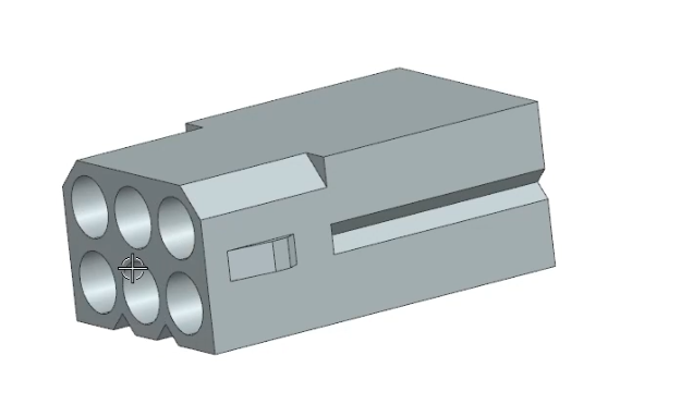 A 3D model of a compact push-in signal connector in Siemens NX, showing a clean solid body ready for assembly integration.
