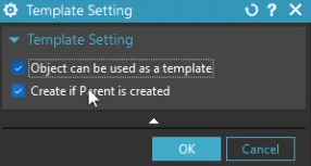 Enabling the 'Object can be used as a template' checkbox in the NX Template Setting dialog to save custom machining logic.