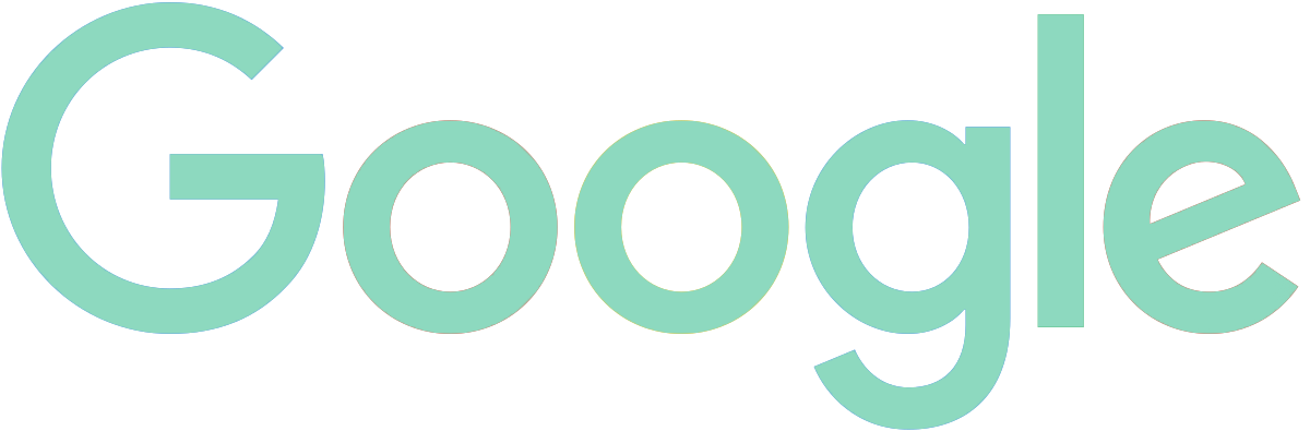 Google logo with multicolored letters in a gradient pastel palette.