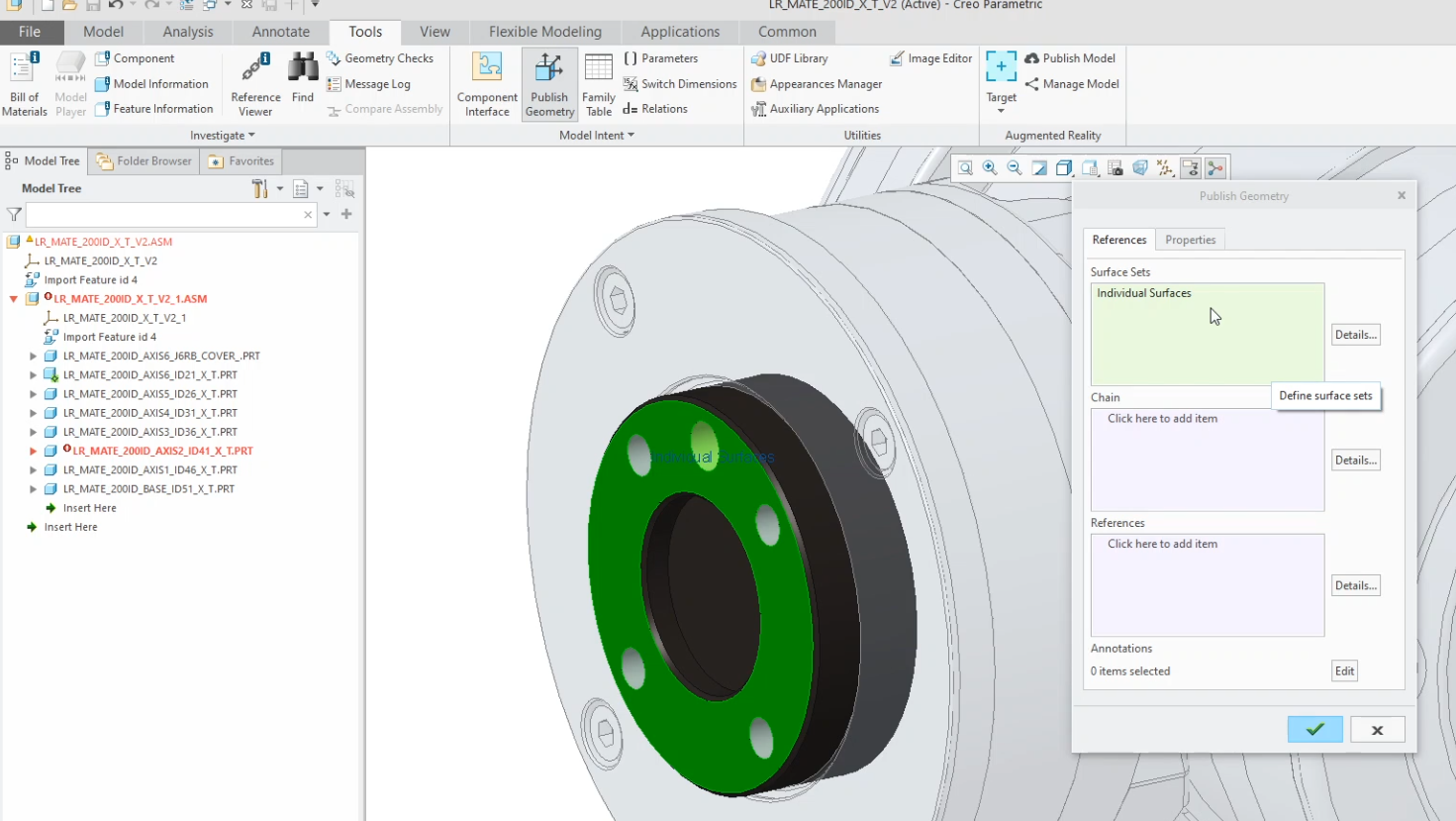 Advanced PTC Creo training demonstrating Top-Down Design using Skeleton models and Copy Geometry features.